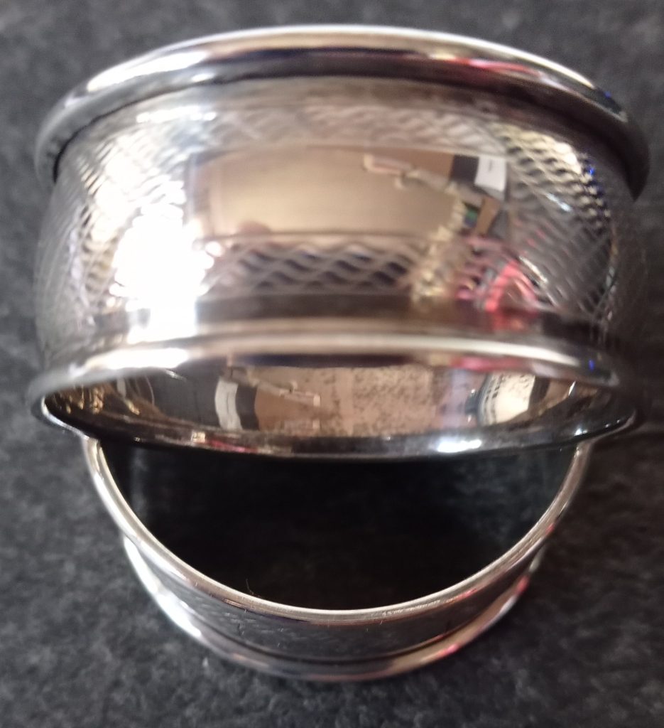 A close up view of the rings with the non-patterned area ready for engarving